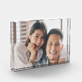 結婚式の二人だけの写真が入ったオーダーメイドの木製ブロック フォトブロック (左)