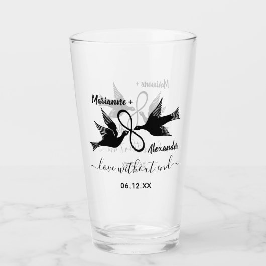結婚式の仲の良い恋人同士の無限|カスタムのカップルの名前 タンブラーグラス (正面)