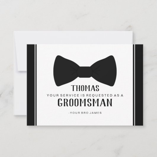 結婚式の仲人にお願いするカード - ブラックタイのスーツを着て 招待状 (正面)