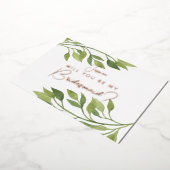 結婚式の仲人になってくれる？ ポストカード 緑の葉 (回転した状態)