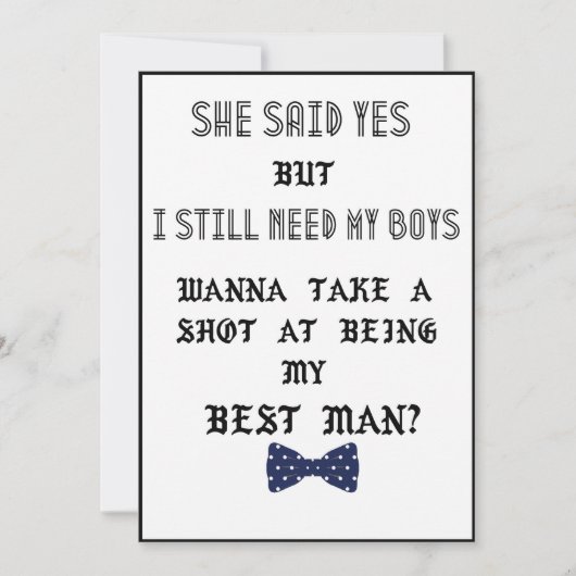 結婚式の仲人またはベストマンへのお願い 招待状 (正面)