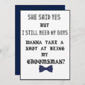 結婚式の仲人または花婿の最高の男への招待 招待状 (正面/裏面)