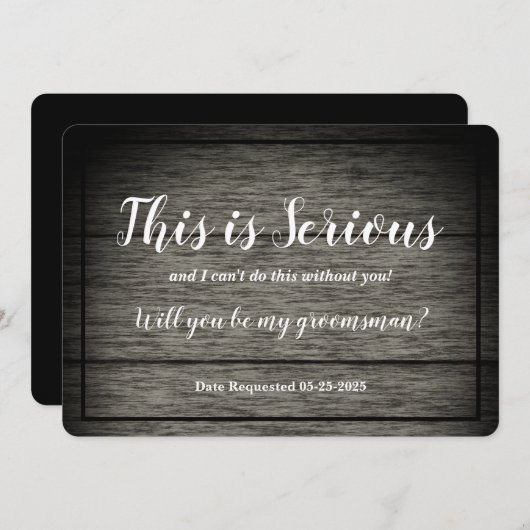 結婚式の仲人依頼 これは真剣に rustic wood 招待状 (正面/裏面)
