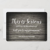 結婚式の仲人依頼　これは真剣勝負　無垢の木のウェディング 招待状 (正面)