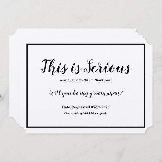 結婚式の仲人依頼 - 真剣にお願いします 招待状 (正面/裏面)