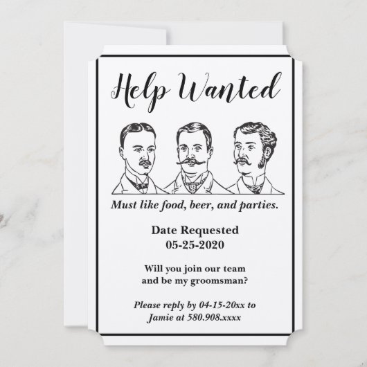 結婚式の仲人募集求人広告 招待状 (正面)