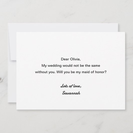 結婚式の伴娘にしてくれませんか? ウェディングパーティーのお願いメッセージカード 招待状 (裏面)