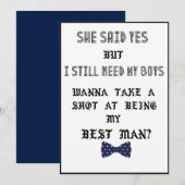 結婚式の伴郎またはベストマンへのプロポーズ招待状 招待状 (正面/裏面)