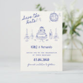 結婚式の保存日付招待状（オーダーメイド） 結婚 セーブザデート (スタンド正面)