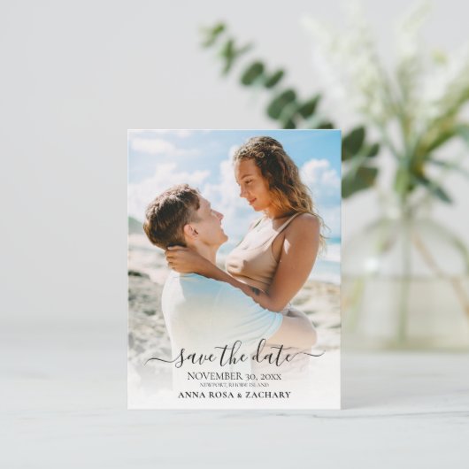 *~*結婚式の保存日付 – ウェブサイトQRコードAR6 P ポストカード (スタンド正面)