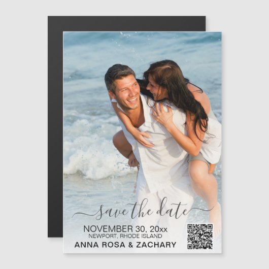 *~*結婚式の保存日 – QRウェブサイトAR6 マグネット招待状 (正面/裏面)