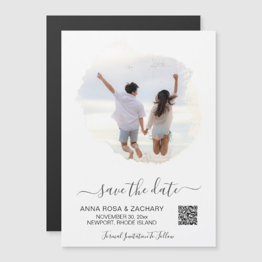 *~*結婚式の保存日 – QRコードウェブサイトAR6 マグネット招待状 (正面/裏面)