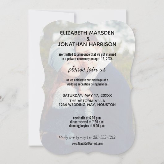 結婚式の写真がたった1枚 結婚しました 披露宴 招待状 (裏面)