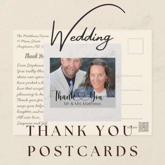 結婚式の写真で感謝の返信 ポストカード