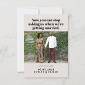 結婚式の写真で面白い引用を尋ねるのをやめてください セーブザデート (正面)