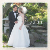結婚式の写真と日付が入ったガラスコースター ガラスコースター (正面)