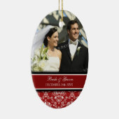 結婚式の写真のクリスマスのオーナメントの赤のダマスク織 セラミックオーナメント (右)