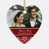 結婚式の写真のクリスマスのオーナメントの赤のダマスク織 セラミックオーナメント (右)