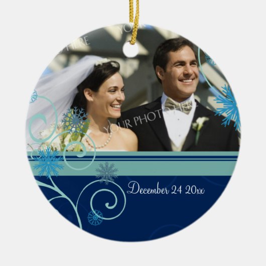 結婚式の写真のクリスマスのオーナメント セラミックオーナメント (正面)