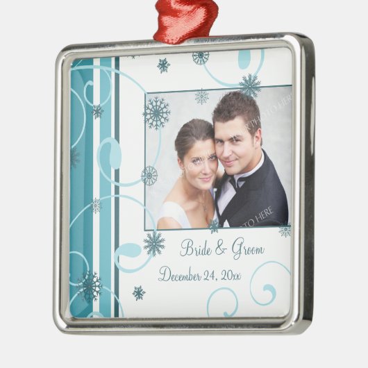 結婚式の写真のクリスマスのオーナメント メタルオーナメント (左)