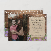 結婚式の写真の保存日付のバーラップ木婚約 招待状 (正面/裏面)