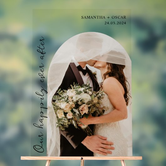 結婚式の写真の後、私たちは幸せに アクリルサイン (ニュートラル)