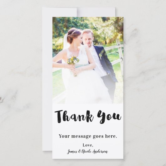結婚式の写真の絵 ありがとう 黒 サンキューカード (正面)