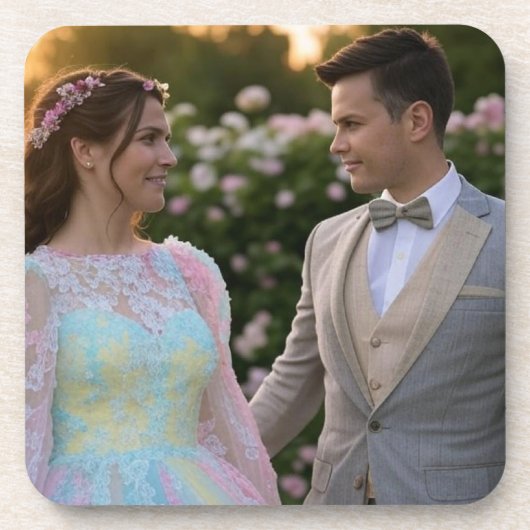 結婚式の写真をカスタマイズして追加 コースター (正面)