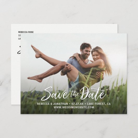 結婚式の写真を使ったSave the Dateのポストカード | 安価 案内ポストカード (正面/裏面)