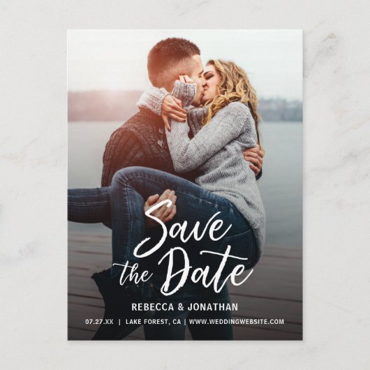 結婚式の写真を使ったSave the Dateのポストカード | 安価 案内ポストカード (正面)
