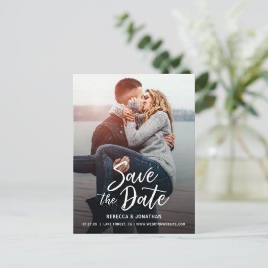 結婚式の写真を使ったSave the Dateのポストカード | 安価 案内ポストカード (スタンド正面)
