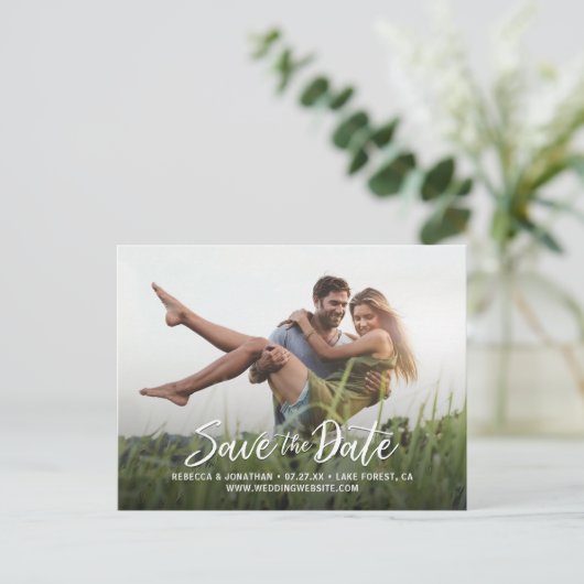結婚式の写真を使ったSave the Date ポストカード | 安価 (スタンド正面)