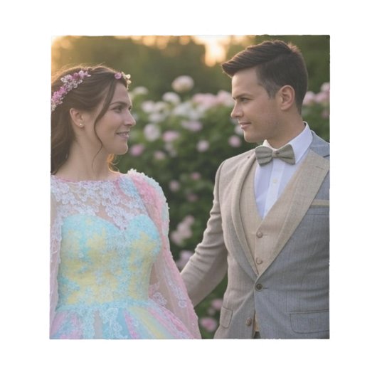 結婚式の写真を追加 カスタマイズ ノートパッド (正面)