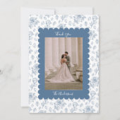 結婚式の写真ゲストへの感謝ブルーフローラル サンキューカード (正面)