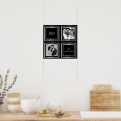 結婚式の写真コラージュ白黒ポスター ポスター (キッチン)