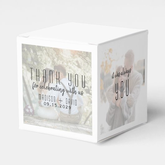 結婚式の写真コラージュ　ギフトボックス フェイバーボックス (正面サイド)