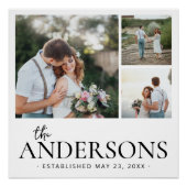 結婚式の写真モノグラムコラージュ ポスター (正面)