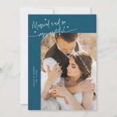 結婚式の写真入りテイルブルーのグッズ サンキューカード (正面)