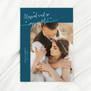 結婚式の写真入りテイルブルーのグッズ サンキューカード