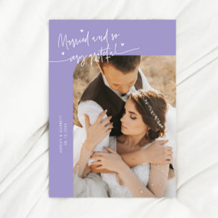 結婚式の写真入りラベンダー色のウエディングフォトカード サンキューカード