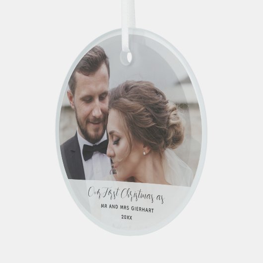 結婚式の写真初めてのクリスマス 結婚した ガラスオーナメント (正面左)