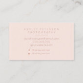 結婚式の写真撮影のミニマルなばら色の金ゴールドのグリッター 名刺 (裏面)