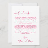 結婚式の写真 ゲストへの感謝 ピンクのリボン サンキューカード (裏面)