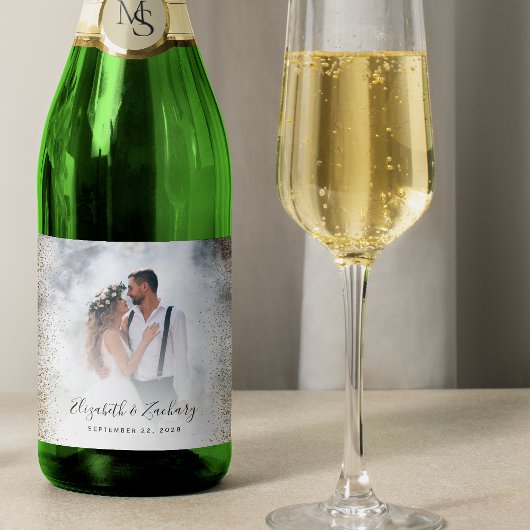 結婚式の写真 ゴールドラメ スパークリングワインラベル
