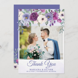 結婚式の写真 感謝カード 紫 藤の花 フローラル 招待状