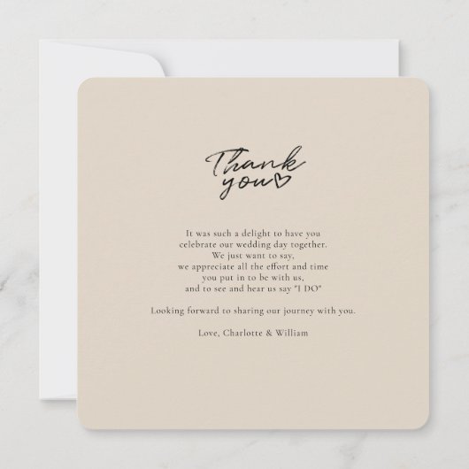 結婚式の写真 手書きの感謝のメッセージ サンキューカード (裏面)