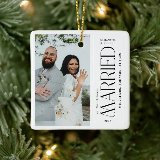 結婚式の写真 新婚 クリスマス セラミックオーナメント (ツリー)