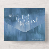 結婚式の写真 結婚式の招待状 青灰色の返信テキスト オールインワン招待状 (裏面)