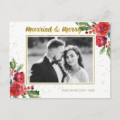 結婚式の冬の花のクリスマスフォト ポストカード (正面)
