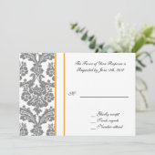 結婚式の出欠承諾カード, 黒のダマスク 招待状 (スタンド正面)